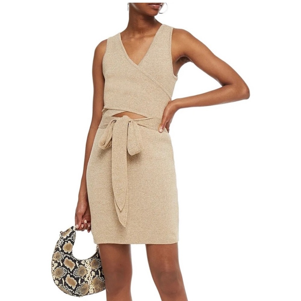 Nanushka Beige Knit Wrap Front Cutout Dress Womens Medium